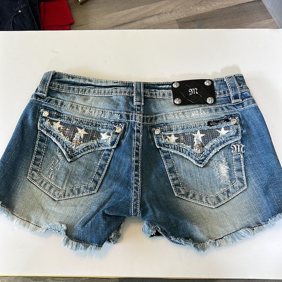 EUC Sequined Miss Me Jean Fringed Shorts - Picture 4 of 6